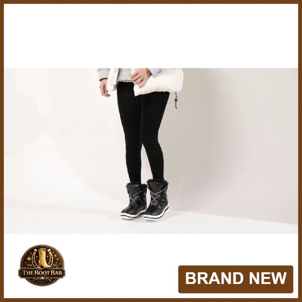 Warm Fur Lined Mid-Calf Waterproof Snow Boots Non-Slip Lace Up - Picture 8 of 8